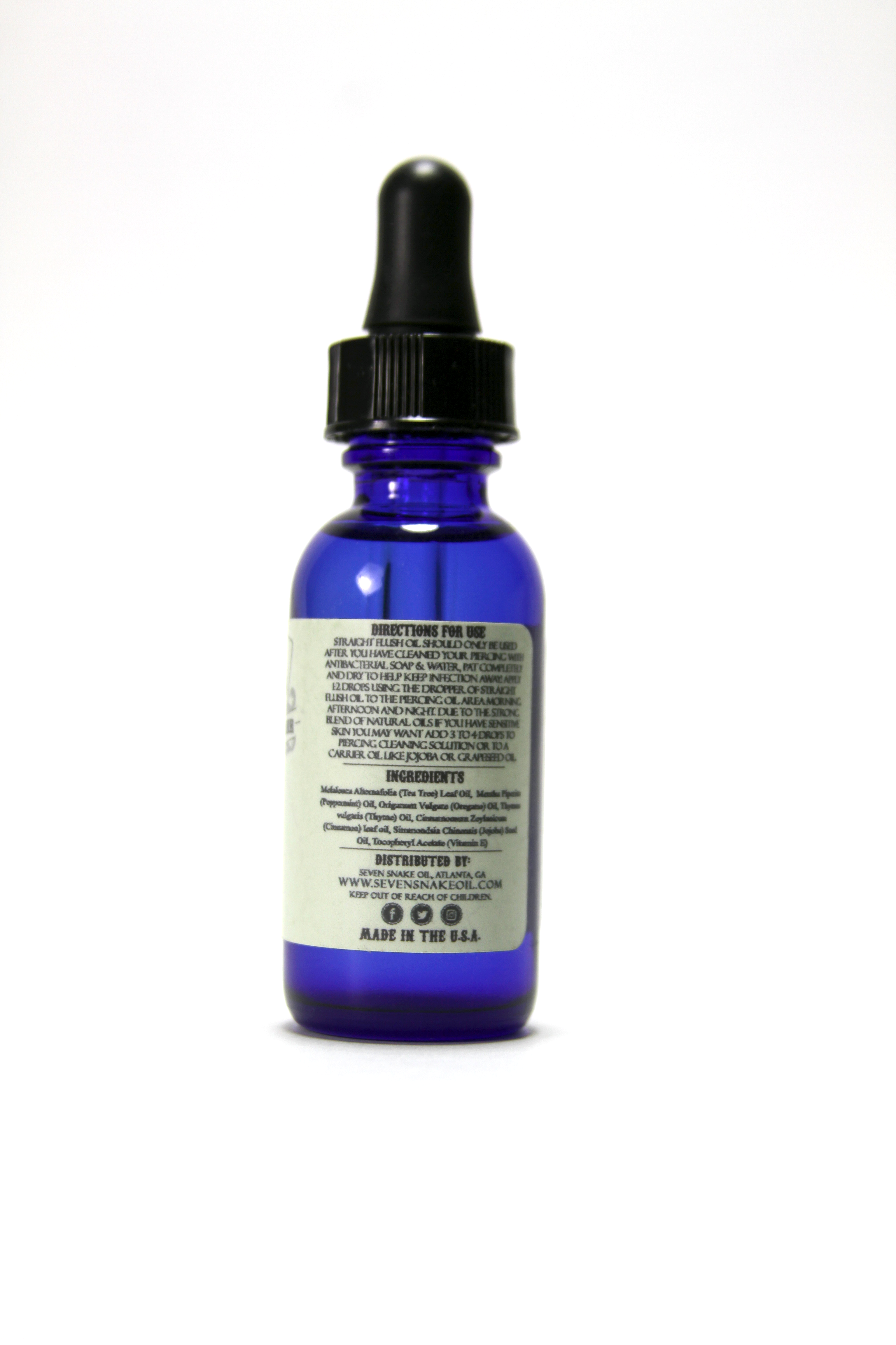 STRAIGHT FLUSH PIERCING OIL - 1oz - Seven Snake Oil Tattoo Care Products Company